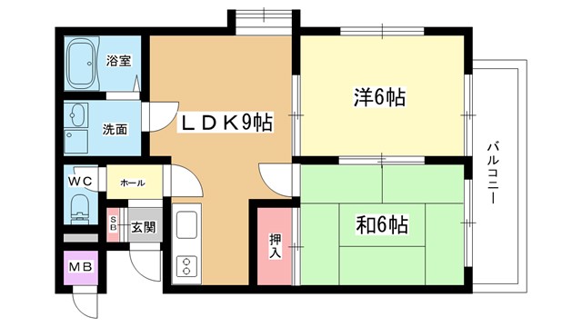 北大阪急行 緑地公園駅 徒歩18分 4階建 築38年の間取り写真