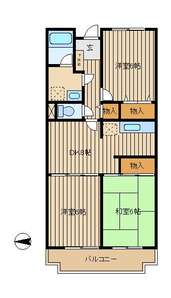 京成松戸線 みのり台駅 徒歩11分 5階建 築34年の間取り写真
