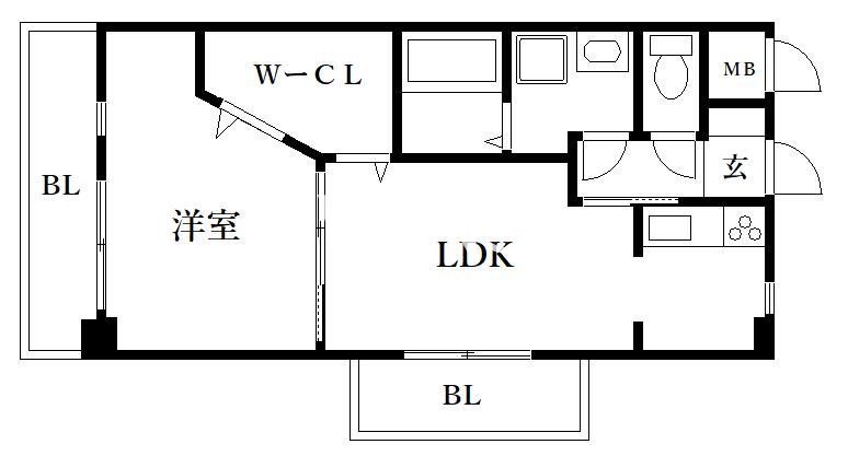 ＪＲ鹿児島本線 博多駅 徒歩13分 13階建 築24年の間取り写真