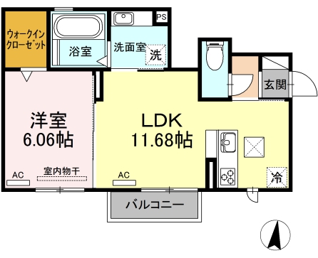 知多市南巽が丘のアパートの間取り