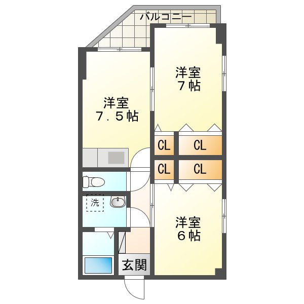 長崎市立岩町のマンションの間取り