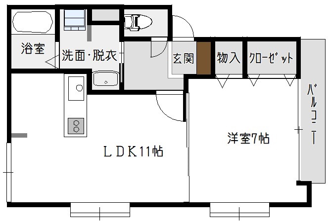 新潟市西区小新大通のアパートの間取り