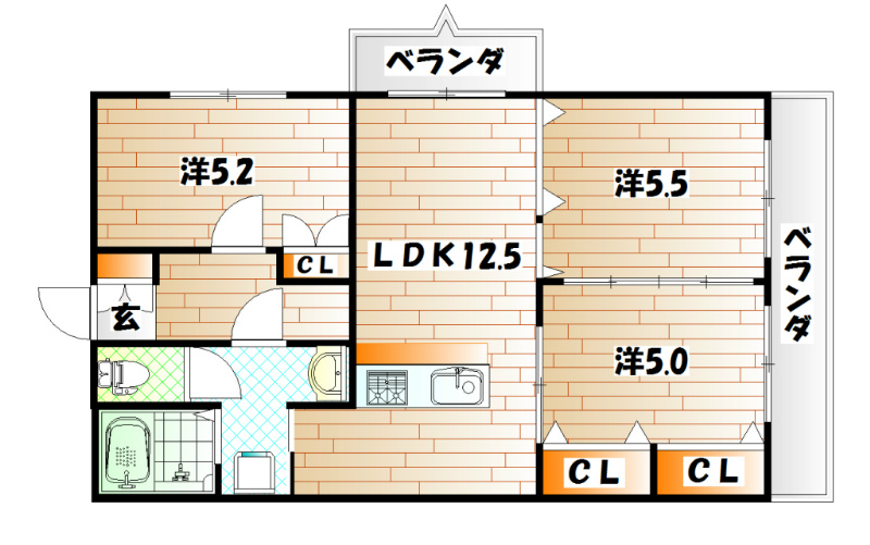 北九州市小倉南区守恒のマンションの間取り