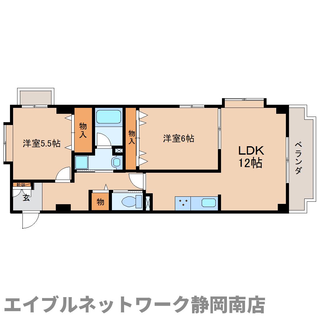 静岡市駿河区八幡のマンションの間取り