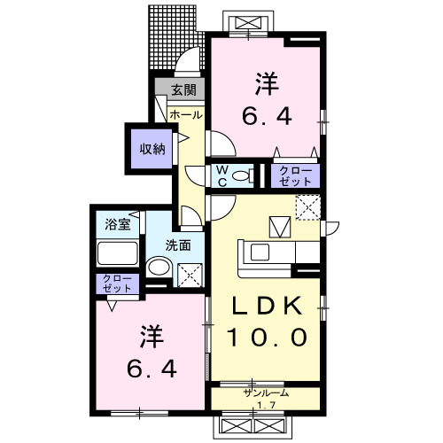 高岡市明園町のアパートの間取り