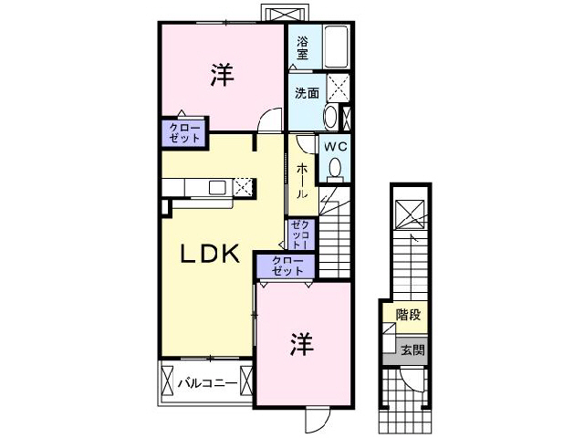 山陽小野田市大字西高泊のアパートの間取り