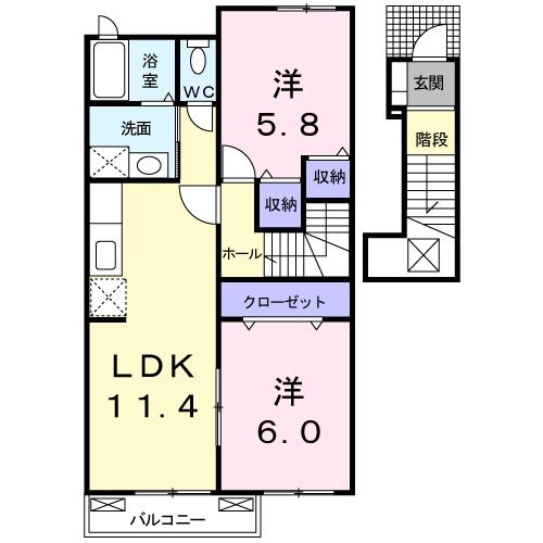 柳川市三橋町柳河のアパートの間取り