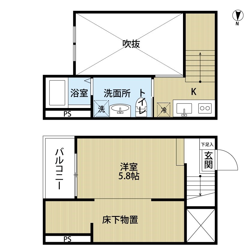 名古屋市天白区福池のアパートの間取り