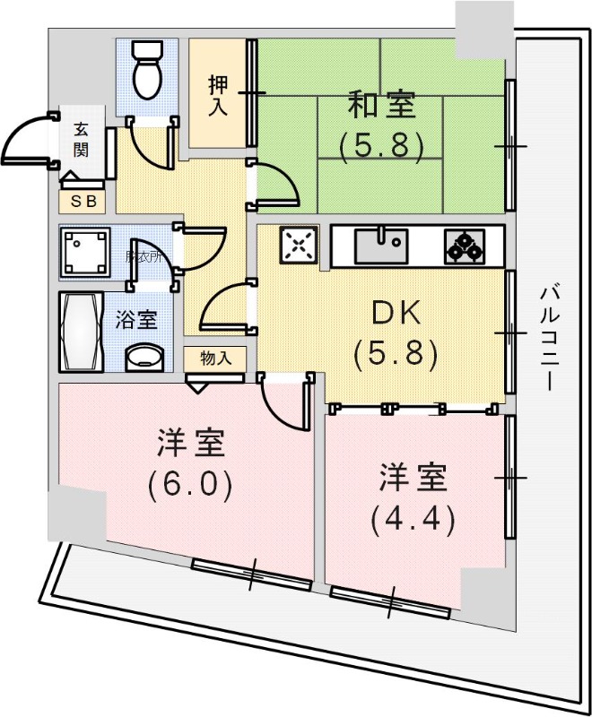 ライオンズマンション三宮フラワーロードの間取り