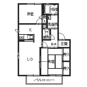 神戸市須磨区東落合のアパートの間取り