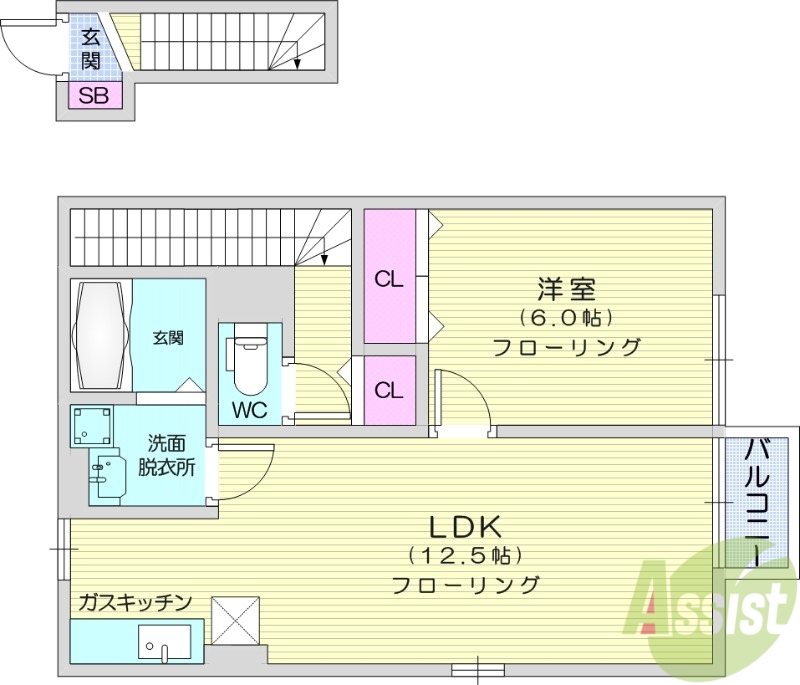 岩沼市吹上のアパートの間取り