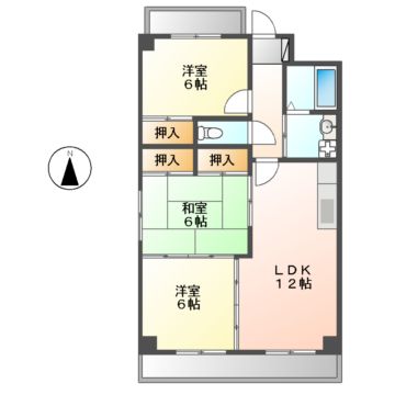 名古屋市瑞穂区彌富通のマンションの間取り