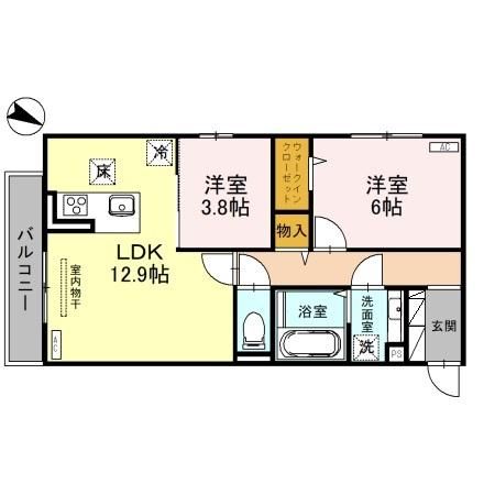 新潟市東区紫竹のアパートの間取り