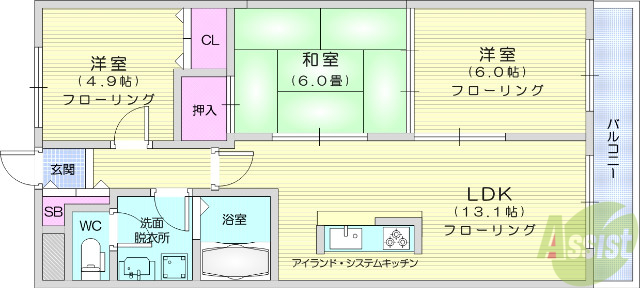 岩沼市たけくまのマンションの間取り