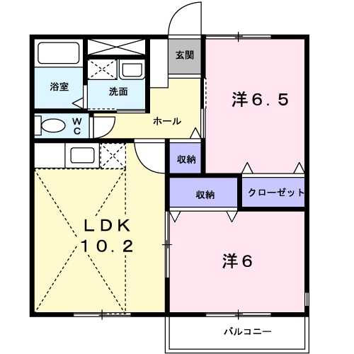 津山市河辺のアパートの間取り