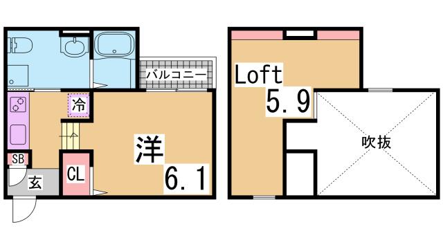 神戸市兵庫区小河通のアパートの間取り