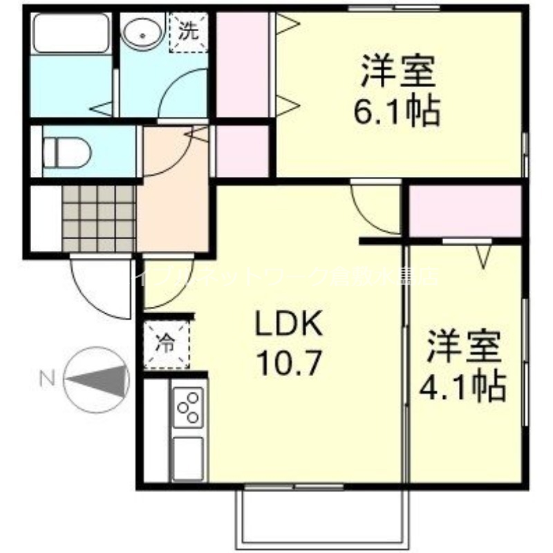 倉敷市真備町尾崎のアパートの間取り