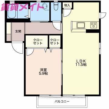 鈴鹿市矢橋のアパートの間取り