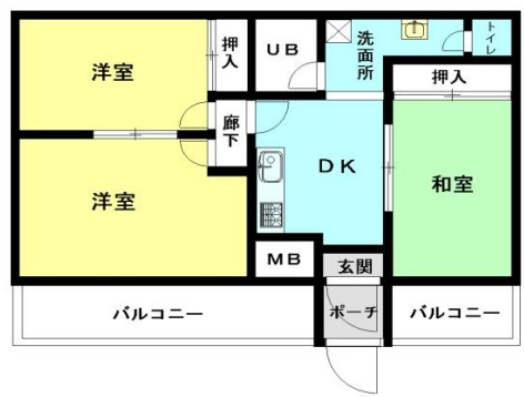 神戸市北区鈴蘭台北町のマンションの間取り