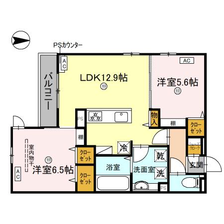 大阪市住吉区遠里小野のアパートの間取り