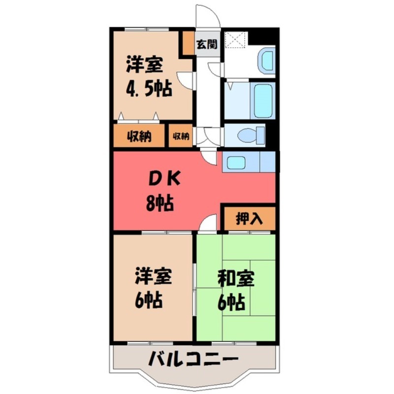 小山市西城南のマンションの間取り