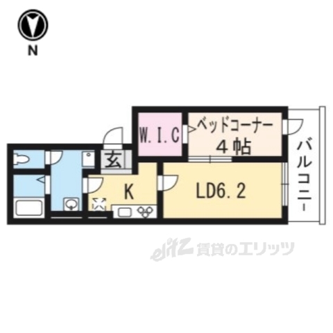 京都市山科区安朱北屋敷町のアパートの間取り