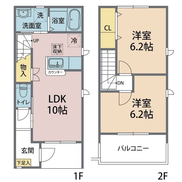 前橋市粕川町女渕のアパートの間取り