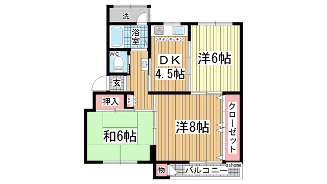 鶴甲コーポ12号館の間取り