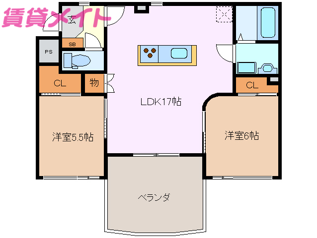 四日市市西富田町のマンションの間取り