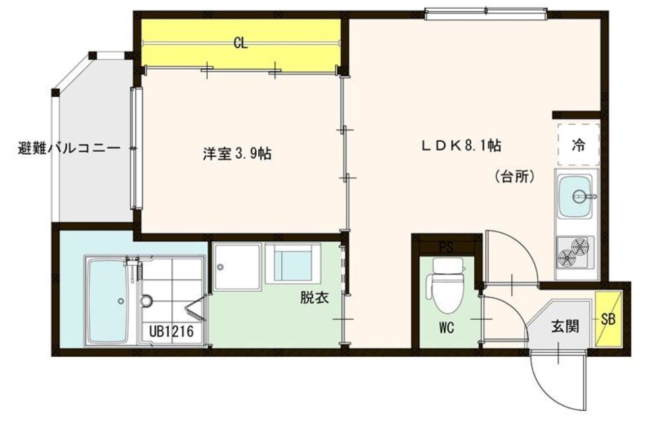 吹田市東御旅町のアパートの間取り