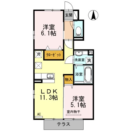 鹿児島市中山町のアパートの間取り