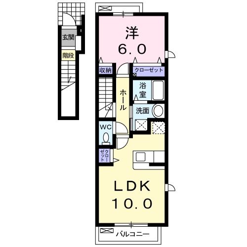 福島市笹谷のアパートの間取り