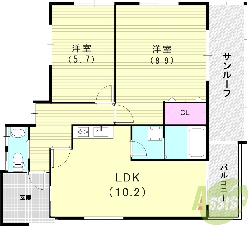 神戸市長田区明泉寺町のアパートの間取り