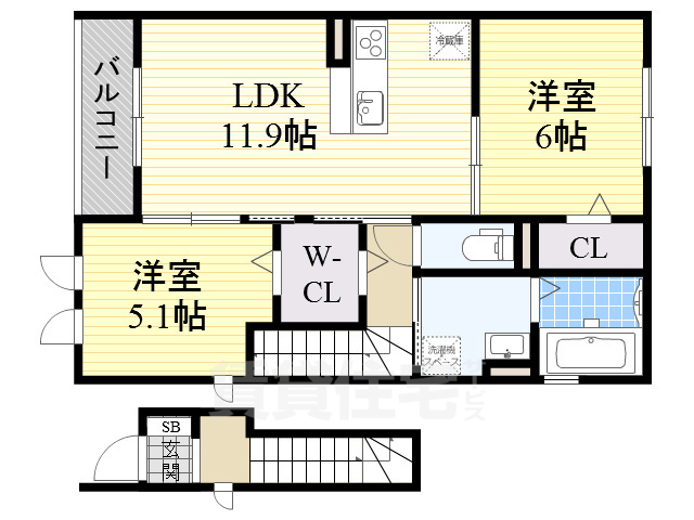南海本線 泉大津駅 徒歩10分 2階建 築11年の間取り写真