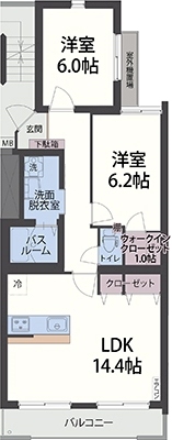 三島市加茂川町のマンションの間取り