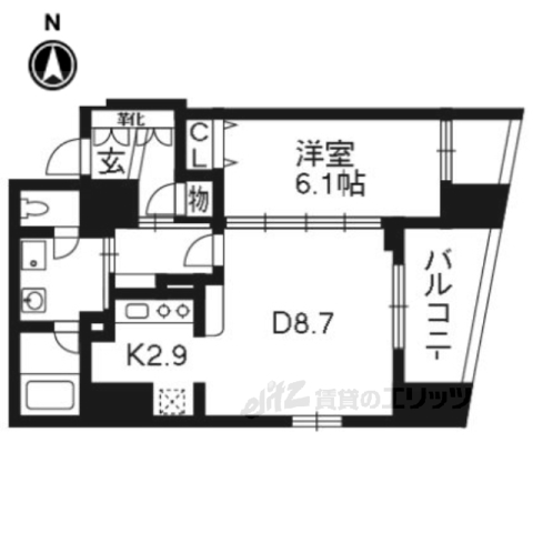 ライジングコート京都西院フロンティアの間取り