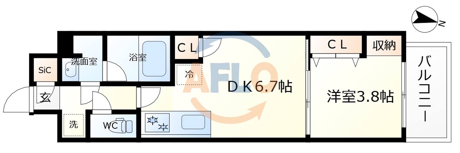 大阪市西区京町堀のマンションの間取り