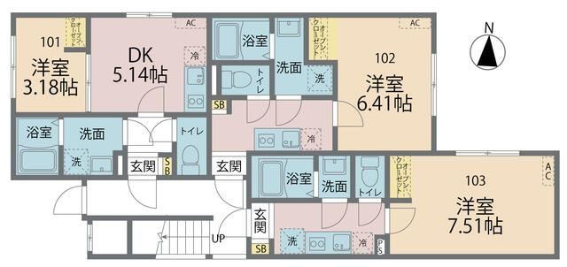 海老名市中新田のアパートの間取り