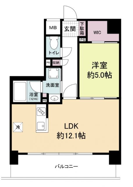 京都市山科区大塚中溝のマンションの間取り