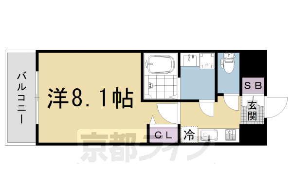 京都市下京区西七条比輪田町のマンションの間取り