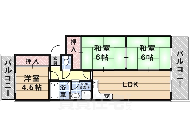 茨木市上穂東町のマンションの間取り