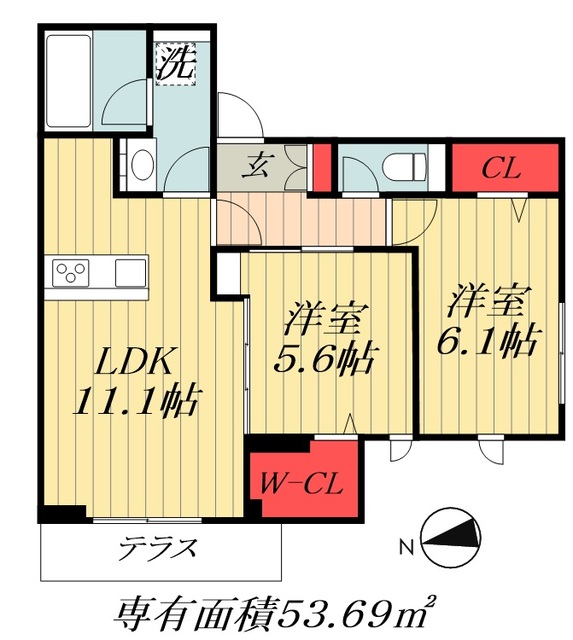 市川市二俣のアパートの間取り