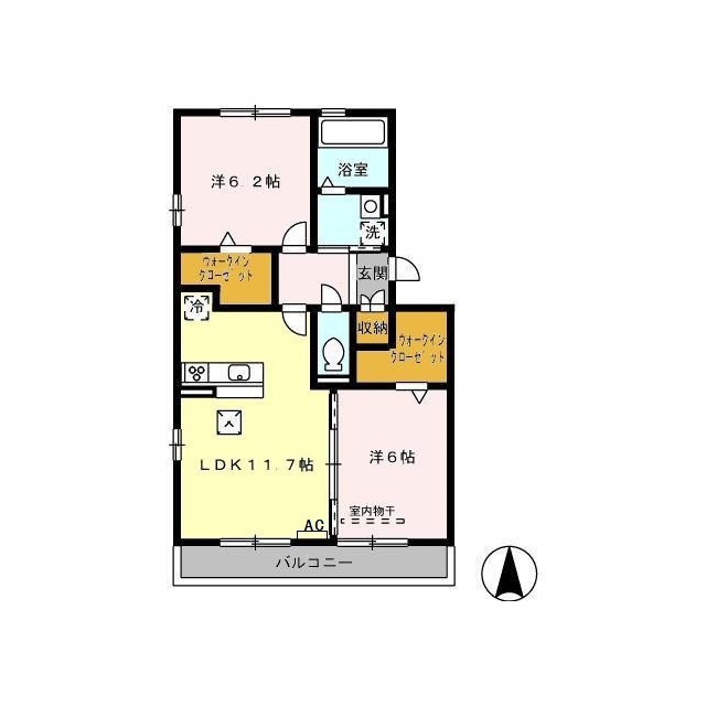 各務原市蘇原花園町のアパートの間取り