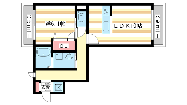 生駒市西松ケ丘のアパートの間取り