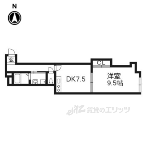 京都市右京区鳴滝音戸山町のマンションの間取り