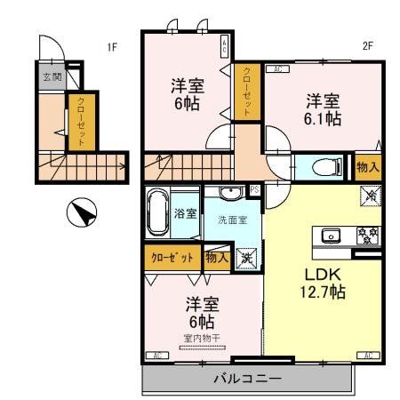 春日部市大枝のアパートの間取り