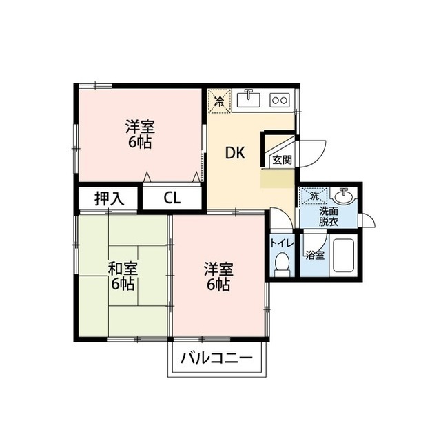 新潟市秋葉区山谷町のアパートの間取り