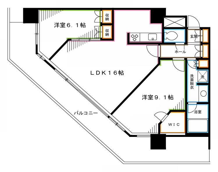 中野区東中野のマンションの間取り