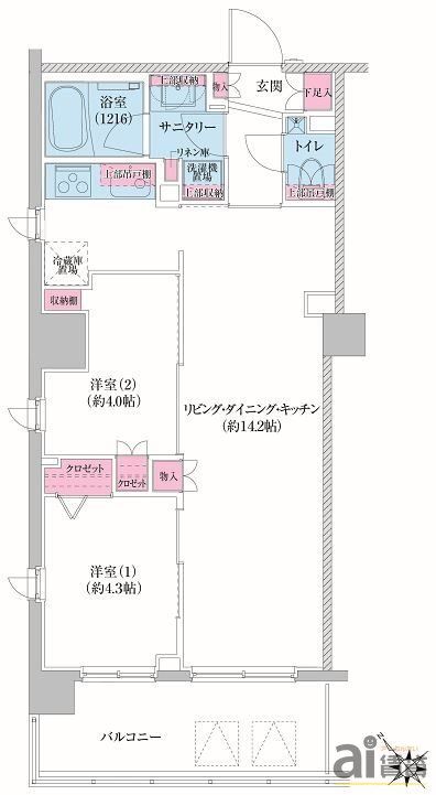 杉並区上荻のマンションの間取り