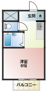 フカツワンルームの間取り